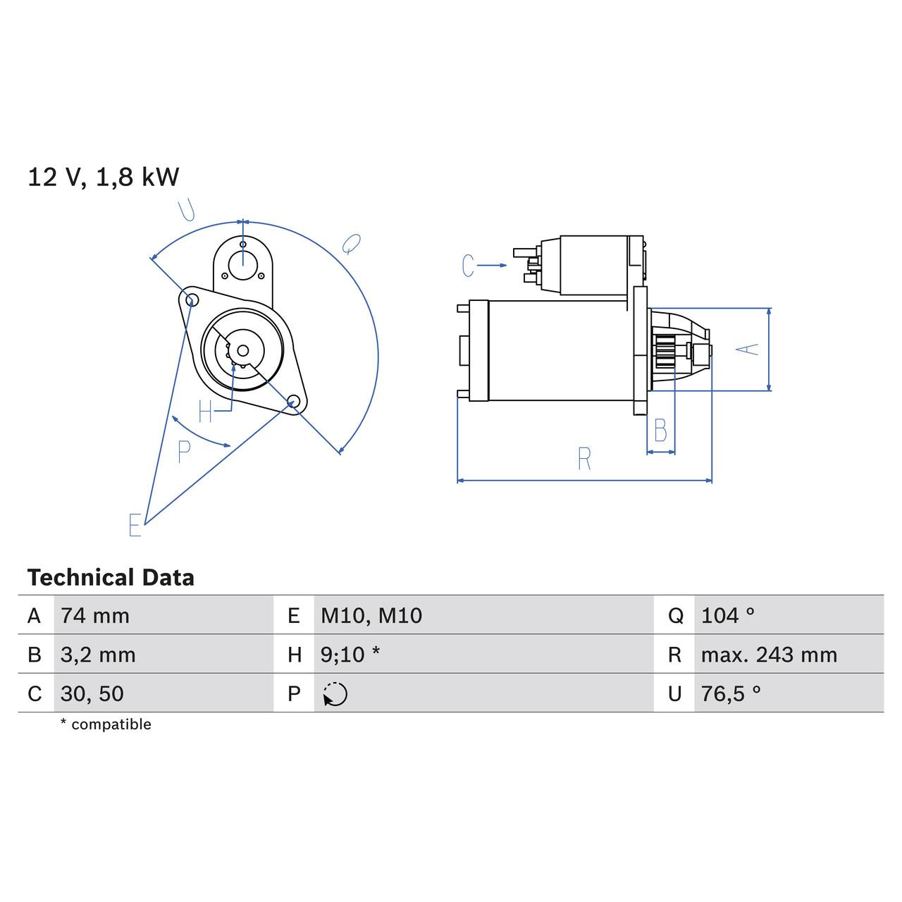 BOSCH 0986018680 Starter