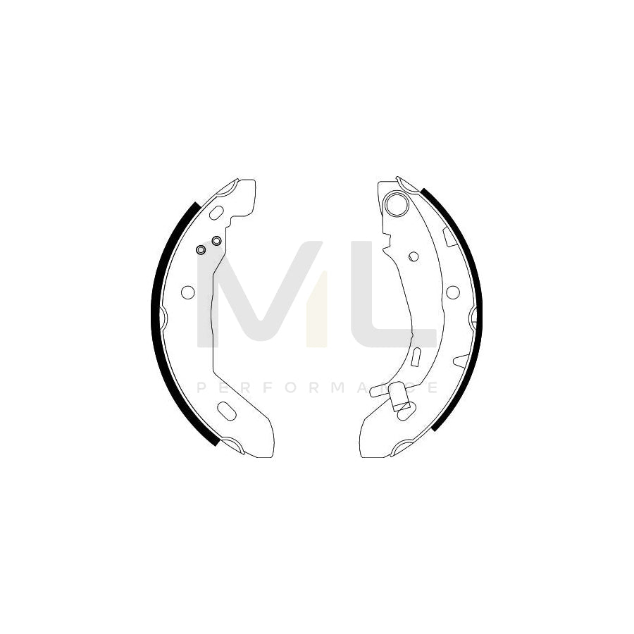 HELLA 8DB 355 002-251 Brake Shoe Set suitable for MERCEDES-BENZ A-Class (W168) with handbrake lever | ML Performance Car Parts