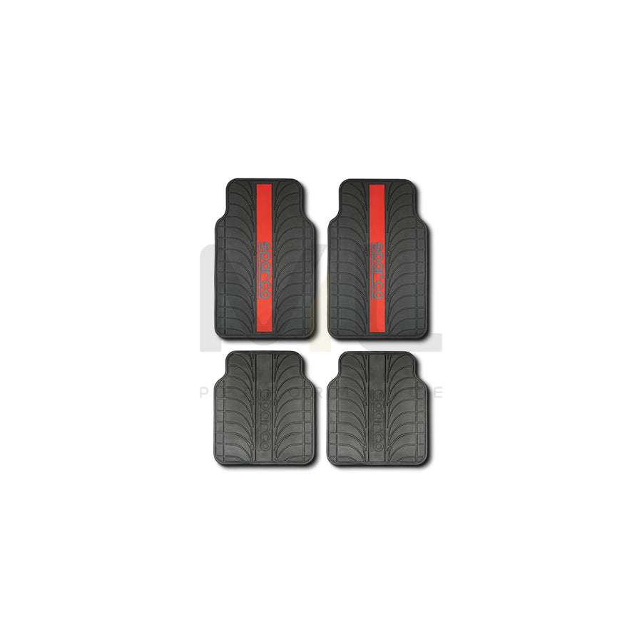 SPARCO SPC1913RS Floor mat set Latex, PVC, Front and Rear, Black, Red | ML Performance Car Parts