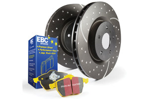EBC Audi Seat Skoda Volkswagen Yellowstuff 4000 Series Front Sport Brake Pads & Slotted And Dimpled Sport Discs Kit - ATE Caliper  (8V A3, 5F Leon, 5E Octavia & MK7 Golf) | ML Performance UK